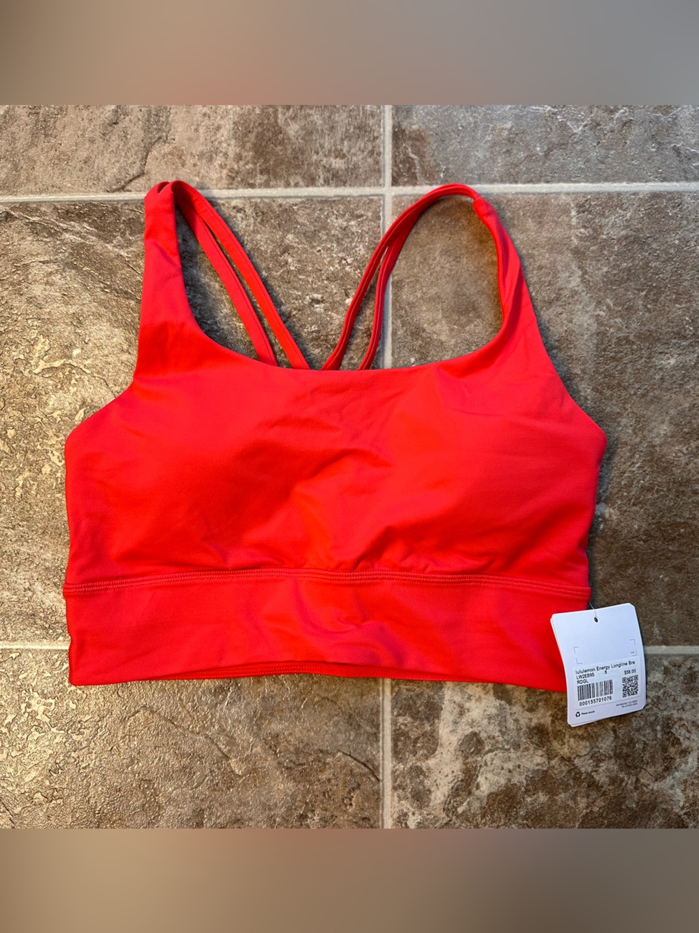 NWT Lululemon Energy Longline Bra | Red Glow (RDGL) | Size 8 - Picture 3 of 6